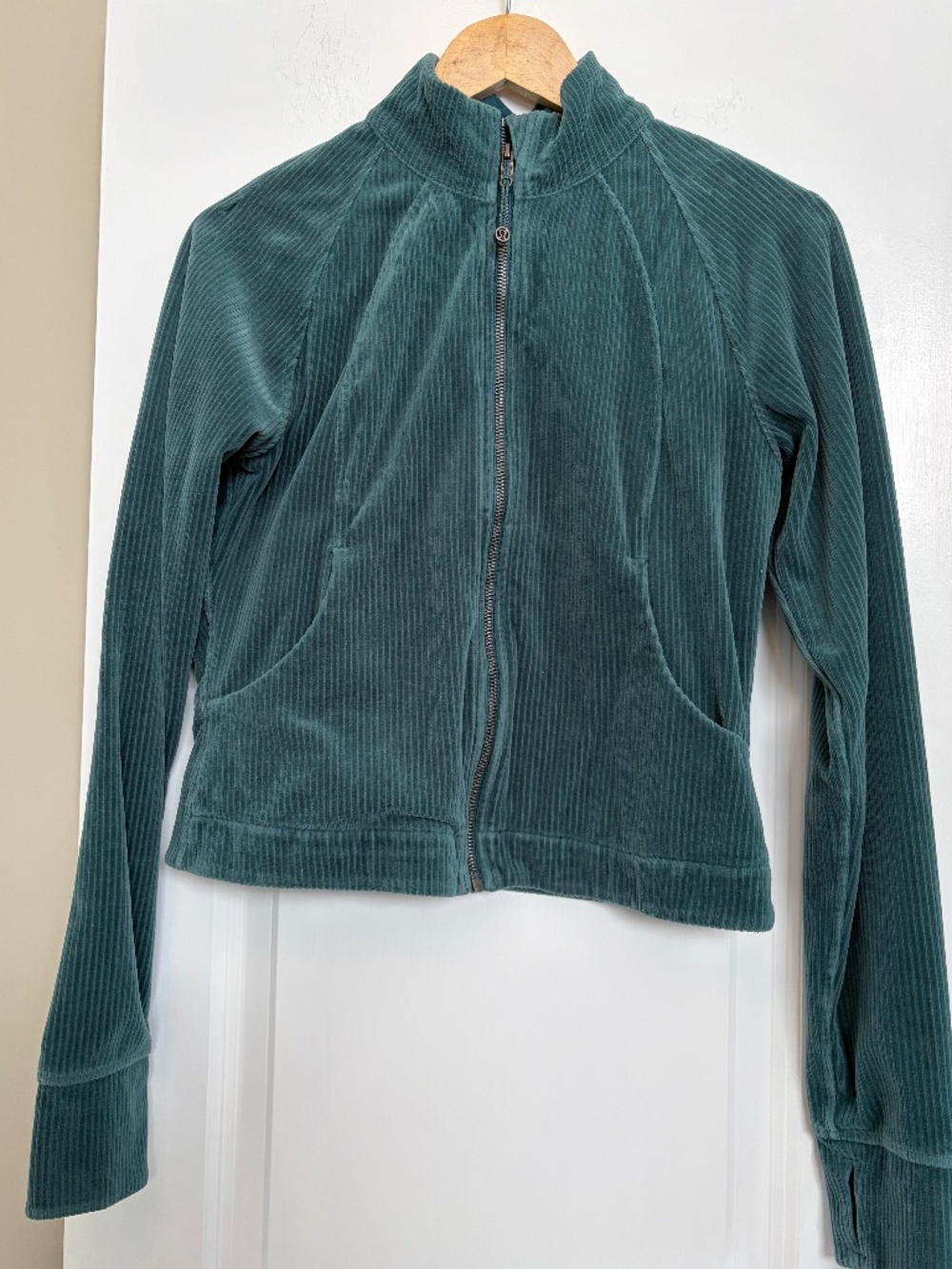 Lululemon Scuba Track Jacket Velvet Cord Storm Teal - Size 8 - EUC